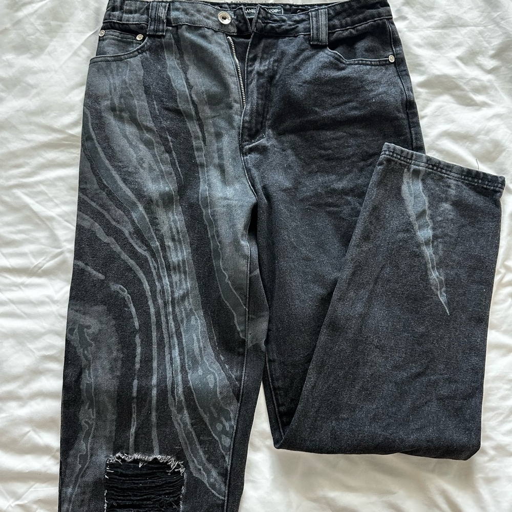 Maniere De Voir Black and Gray Straight Leg Jeans